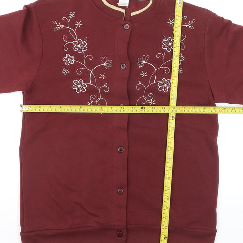Comfort Corner Women's Red Embroidered Cardigan Size S