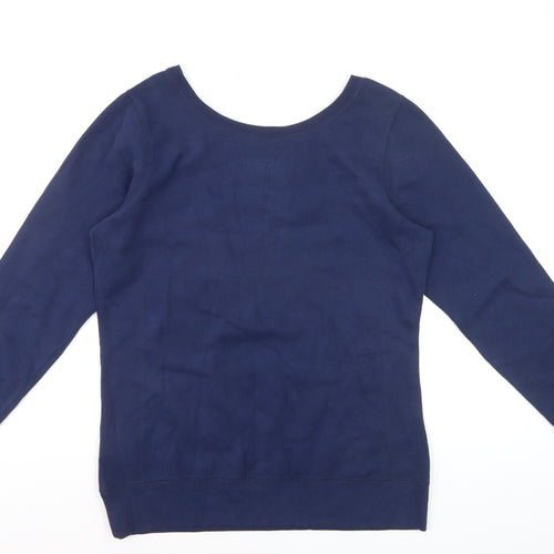Adidas Womens Navy Blue Pullover Sweatshirt L Logo Pocket Casual