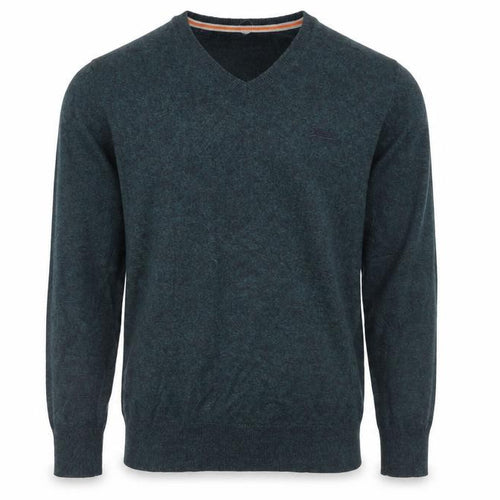 Superdry Men's Green V-Neck Knit Jumper Size L Cotton Blend