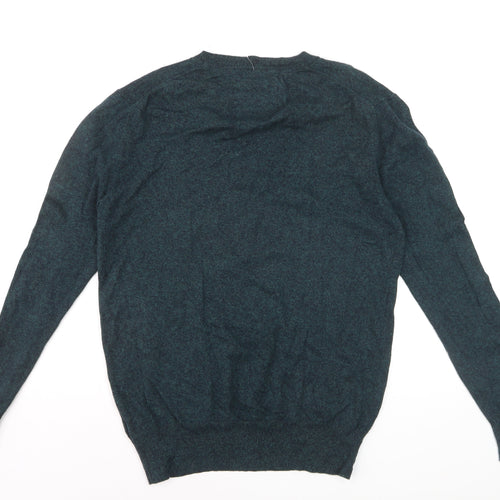 Superdry Men's Green V-Neck Knit Jumper Size L Cotton Blend