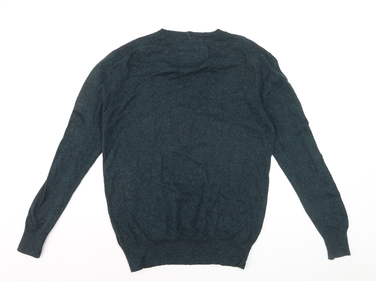 Superdry Men's Green V-Neck Knit Jumper Size L Cotton Blend