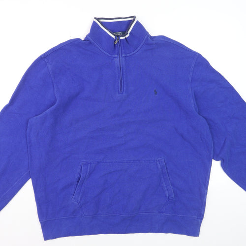 Polo Ralph Lauren Men's Blue XL 1/4 Zip Cotton Sweatshirt