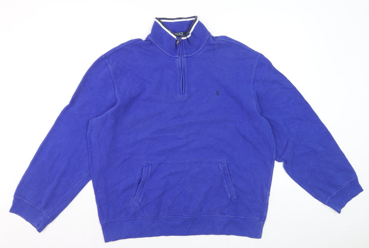 Polo Ralph Lauren Men's Blue XL 1/4 Zip Cotton Sweatshirt