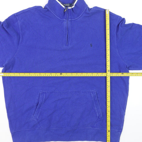 Polo Ralph Lauren Men's Blue XL 1/4 Zip Cotton Sweatshirt