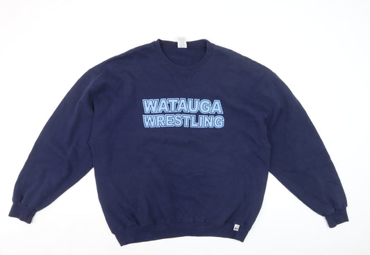 Russell Athletic Mens Navy Blue XL Pullover Sweatshirt Watauga Wrestling