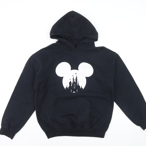 Gildan Women's Black Pullover Hoodie Medium Disney Castle Print