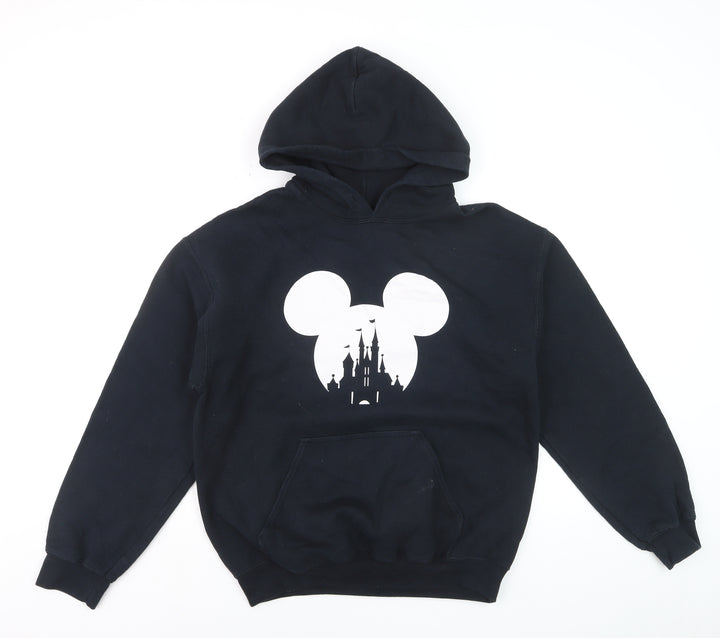 Gildan Women's Black Pullover Hoodie Medium Disney Castle Print