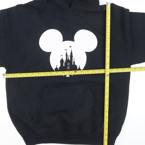 Gildan Women's Black Pullover Hoodie Medium Disney Castle Print