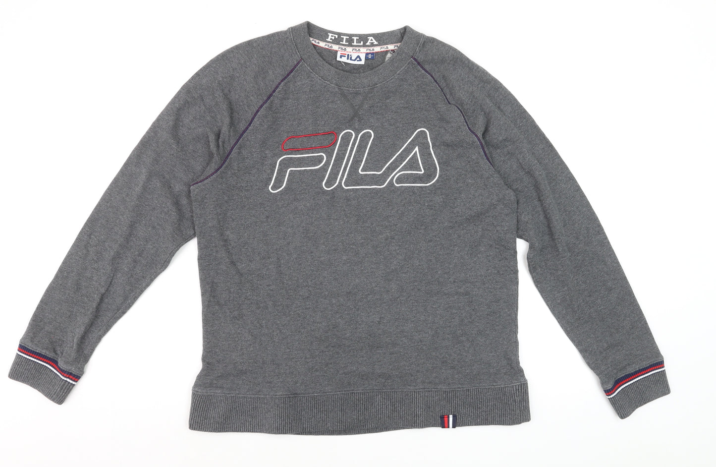 FILA Men's Grey Logo Pullover Sweatshirt M Regular Fit