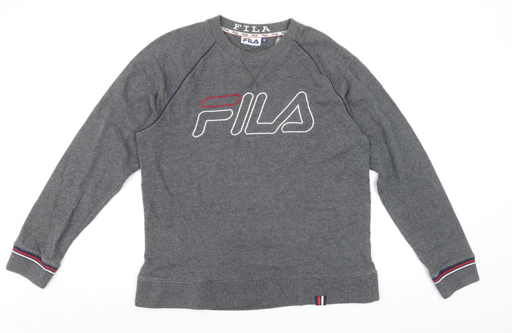 FILA Men's Grey Logo Pullover Sweatshirt M Regular Fit