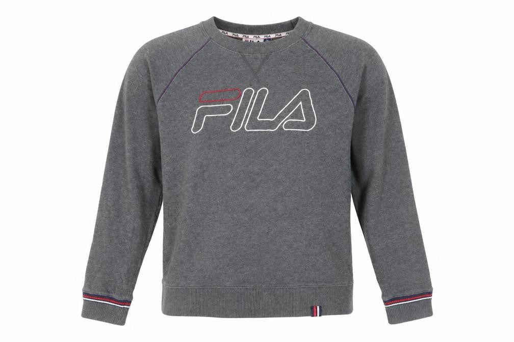 Front view of Fila Men's Grey Logo Pullover Sweatshirt M Regular Fit