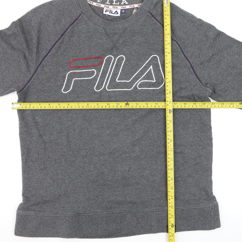 FILA Men's Grey Logo Pullover Sweatshirt M Regular Fit