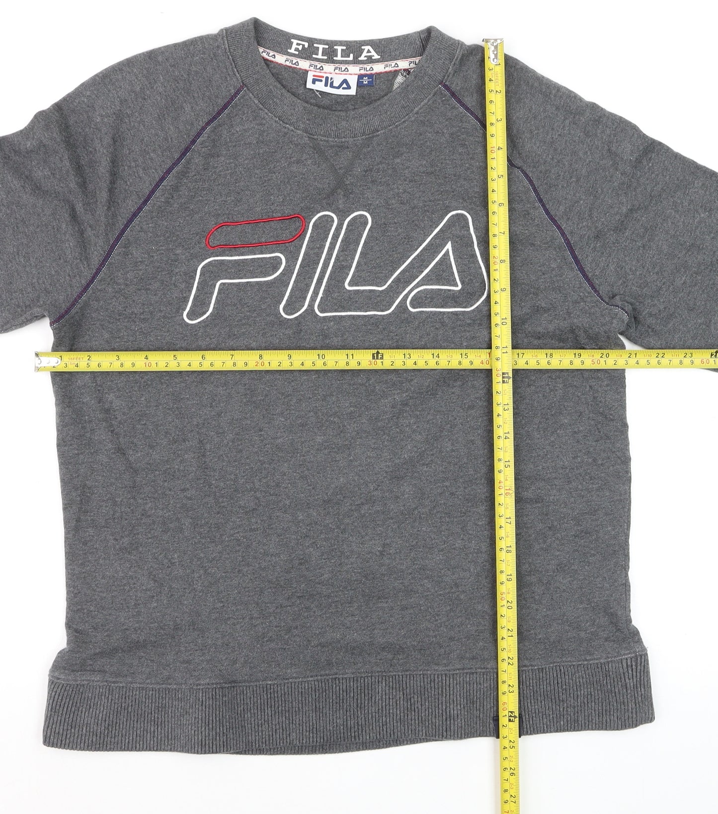 FILA Men's Grey Logo Pullover Sweatshirt M Regular Fit
