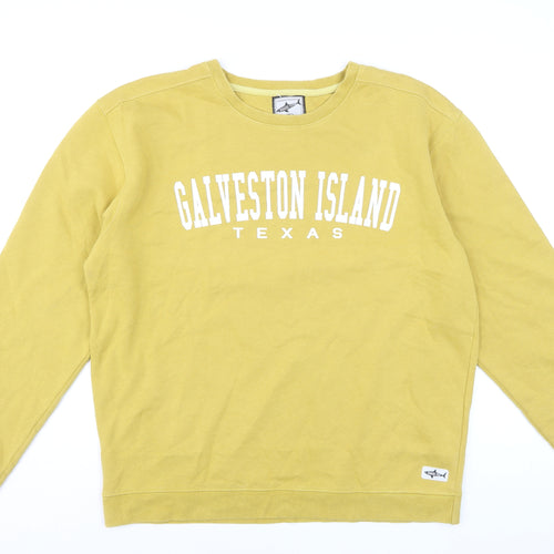 Shark Tee Men's Yellow Galveston Island Texas Pullover Sweatshirt L