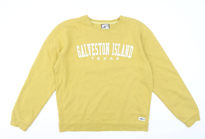 Shark Tee Men's Yellow Galveston Island Texas Pullover Sweatshirt L