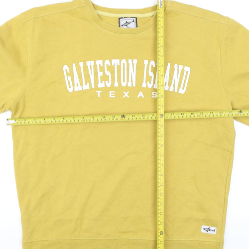 Shark Tee Men's Yellow Galveston Island Texas Pullover Sweatshirt L