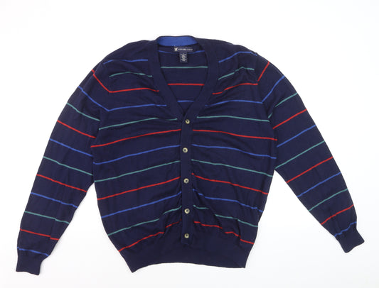 Oxford Golf Men's Blue Striped Merino Wool Cardigan L