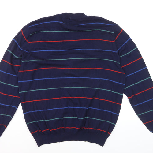 Oxford Golf Men's Blue Striped Merino Wool Cardigan L
