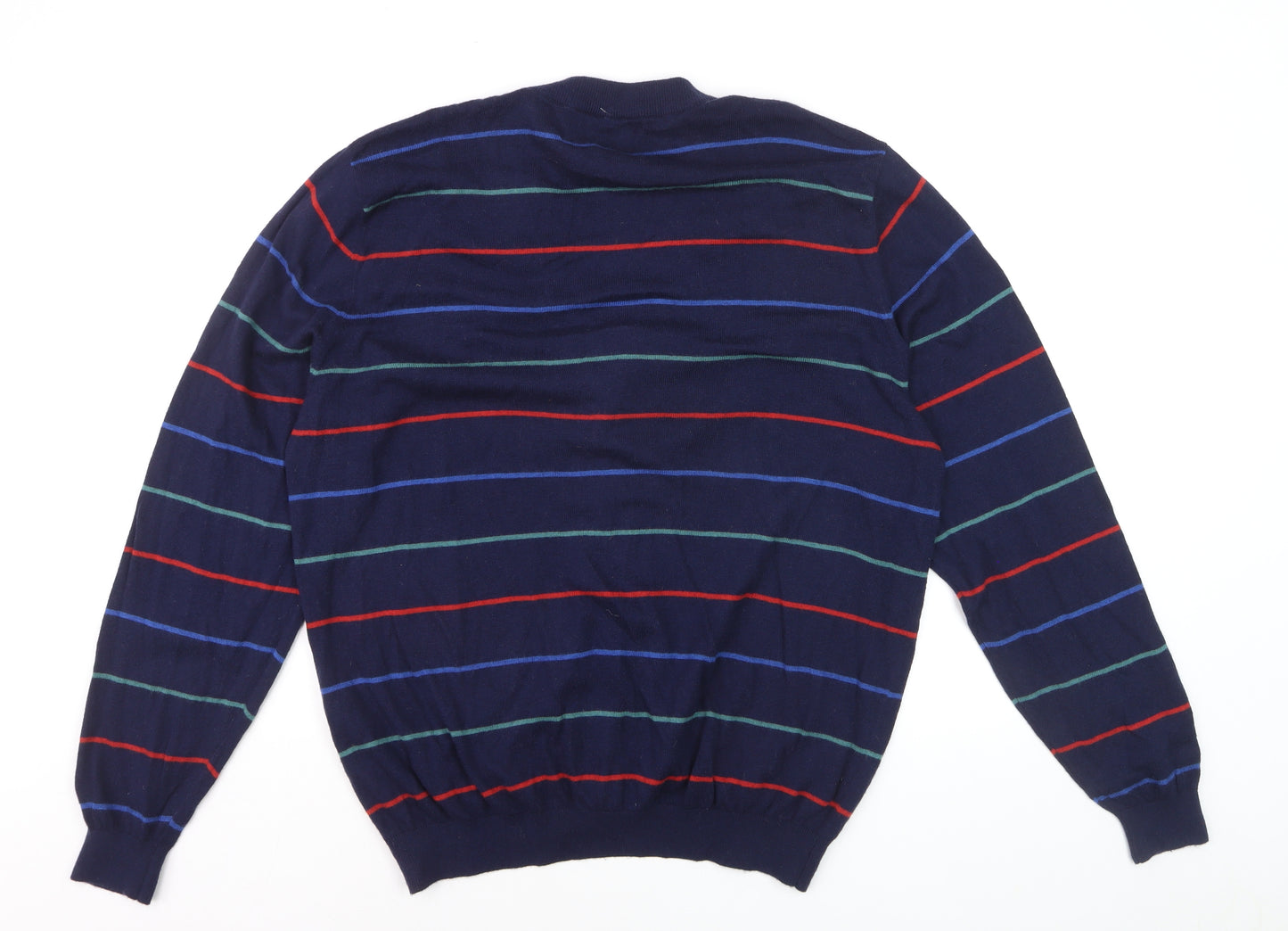 Oxford Golf Men's Blue Striped Merino Wool Cardigan L