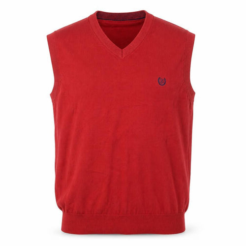 Chaps Men's Red Cotton V-Neck Sleeveless Vest Jumper Size M