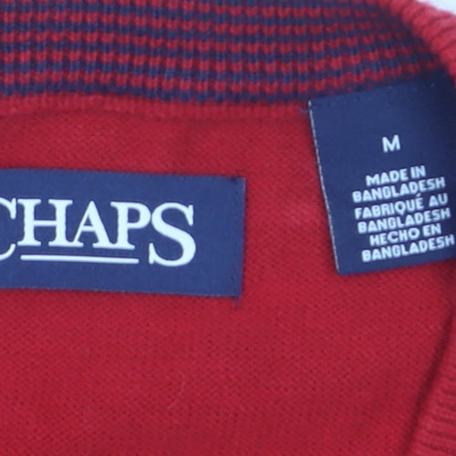 Chaps Men's Red Cotton V-Neck Sleeveless Vest Jumper Size M