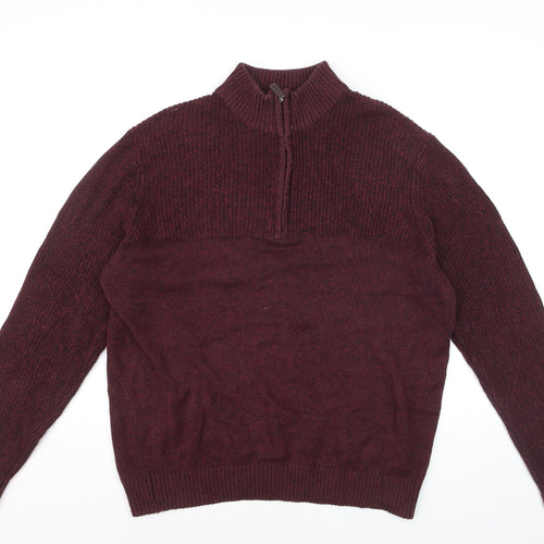 IZOD Men’s Red Knit 1/2 Zip High Neck Jumper Size L
