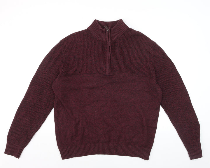 IZOD Men’s Red Knit 1/2 Zip High Neck Jumper Size L