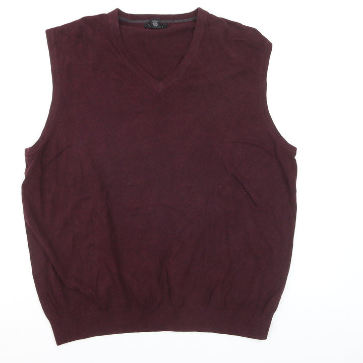 Van Heusen Men's Red Cotton V-Neck Sleeveless Vest L