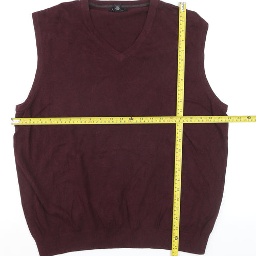 Van Heusen Men's Red Cotton V-Neck Sleeveless Vest L