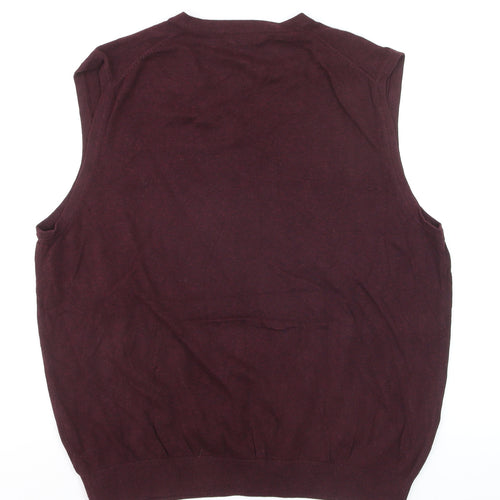 Van Heusen Men's Red Cotton V-Neck Sleeveless Vest L