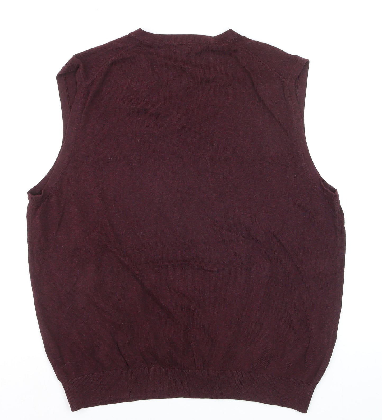 Van Heusen Men's Red Cotton V-Neck Sleeveless Vest L