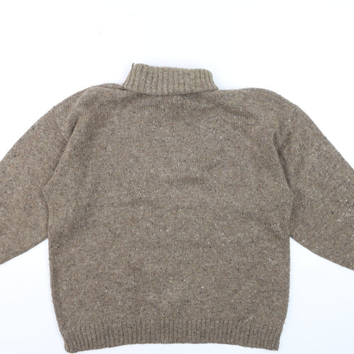 Christopher & Banks Men's Brown Aztec Wool Blend Roll Neck Jumper Size S