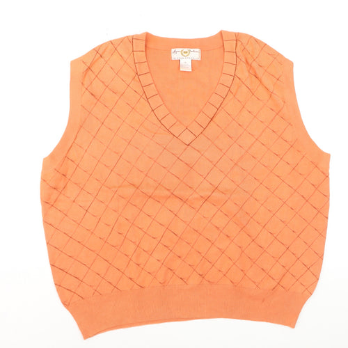Byron Nelson Men’s Orange Cotton Argyle V-Neck Golf Vest XL