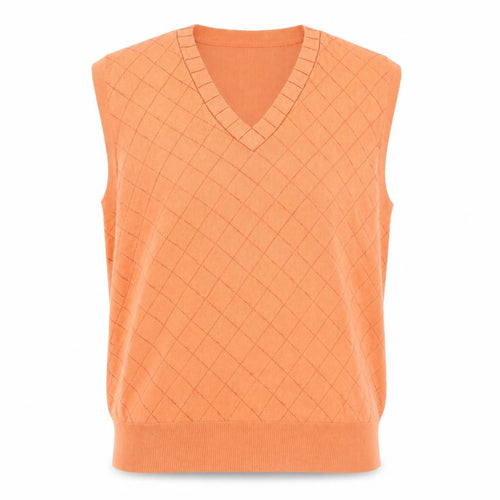 Byron Nelson Men’s Orange Cotton Argyle V-Neck Golf Vest XL