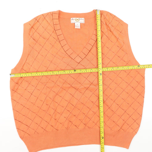 Byron Nelson Men’s Orange Cotton Argyle V-Neck Golf Vest XL