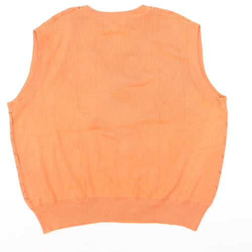 Byron Nelson Men’s Orange Cotton Argyle V-Neck Golf Vest XL