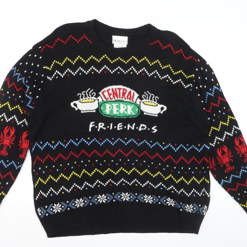 F.R.I.E.N.D.S Men's Black XL Cotton Christmas Jumper Sweater