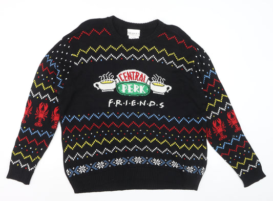 F.R.I.E.N.D.S Men's Black XL Cotton Christmas Jumper Sweater