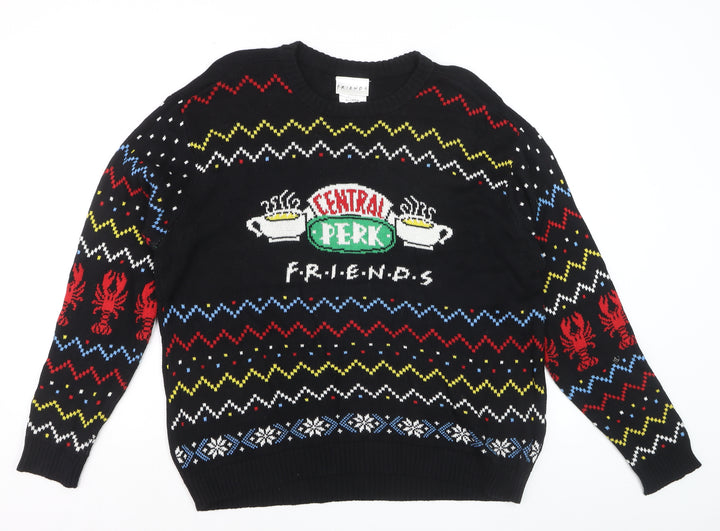 F.R.I.E.N.D.S Men's Black XL Cotton Christmas Jumper Sweater
