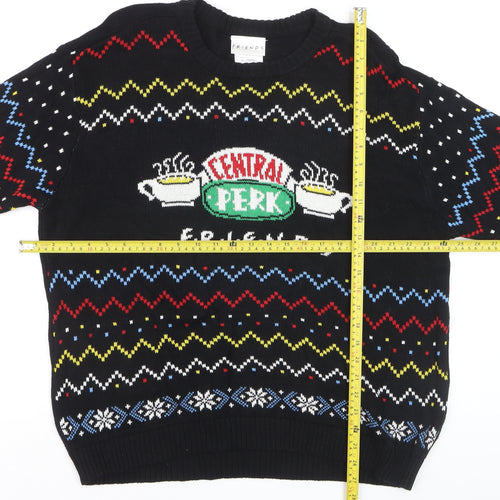 F.R.I.E.N.D.S Men's Black XL Cotton Christmas Jumper Sweater