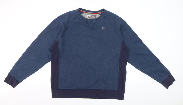 Russell Men’s Blue Crew Neck Pullover Sweatshirt Fleece Size M