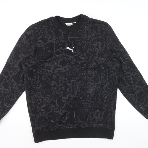 Puma Men's Black Graphic Print Crew Neck Sweatshirt Size L