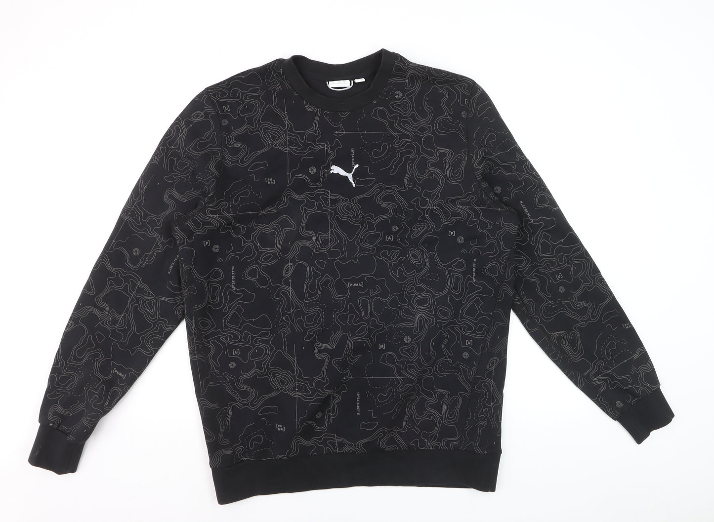 Puma Men's Black Graphic Print Crew Neck Sweatshirt Size L
