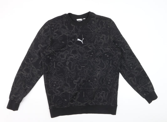 Puma Men's Black Graphic Print Crew Neck Sweatshirt Size L