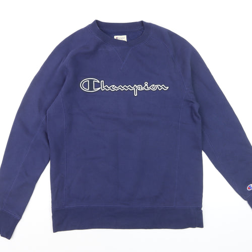 Champion Men's Blue Small Pullover Sweatshirt Crew Neck Logo Sportswear