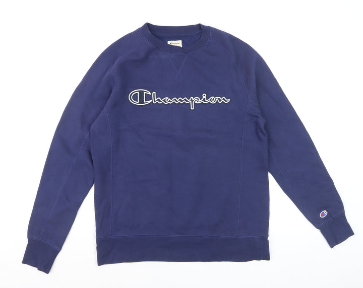 Champion Men's Blue Small Pullover Sweatshirt Crew Neck Logo Sportswear
