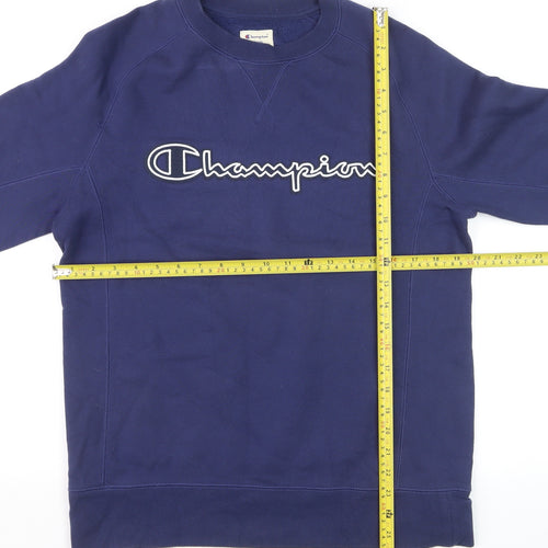 Champion Men's Blue Small Pullover Sweatshirt Crew Neck Logo Sportswear