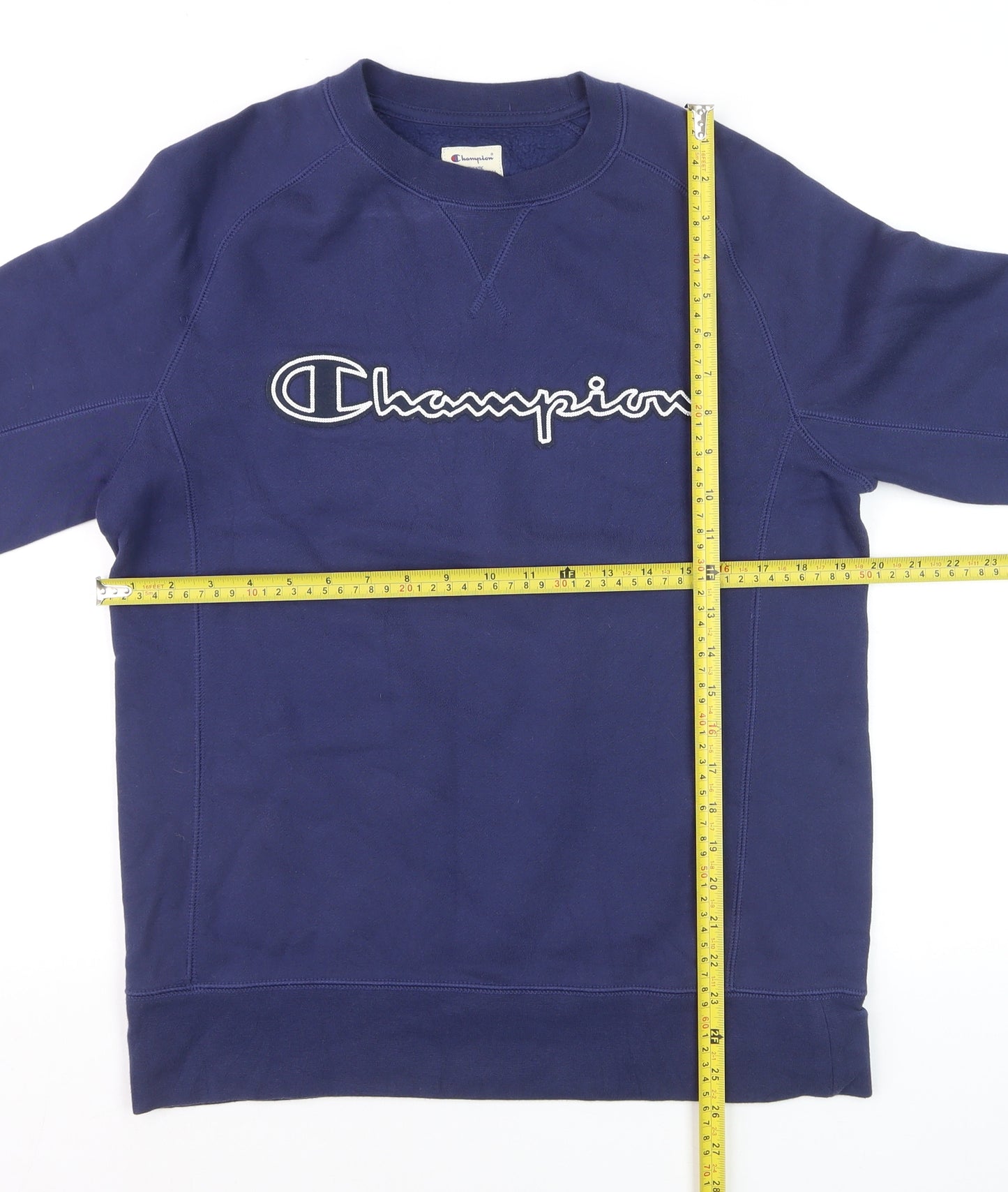 Champion Men's Blue Small Pullover Sweatshirt Crew Neck Logo Sportswear