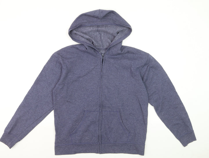 Hanes Men's Blue Full Zip Fleece Hoodie Size M