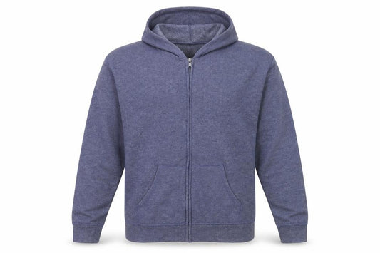 Front view of Hanes Men's Blue Full Zip Fleece Hoodie, size M